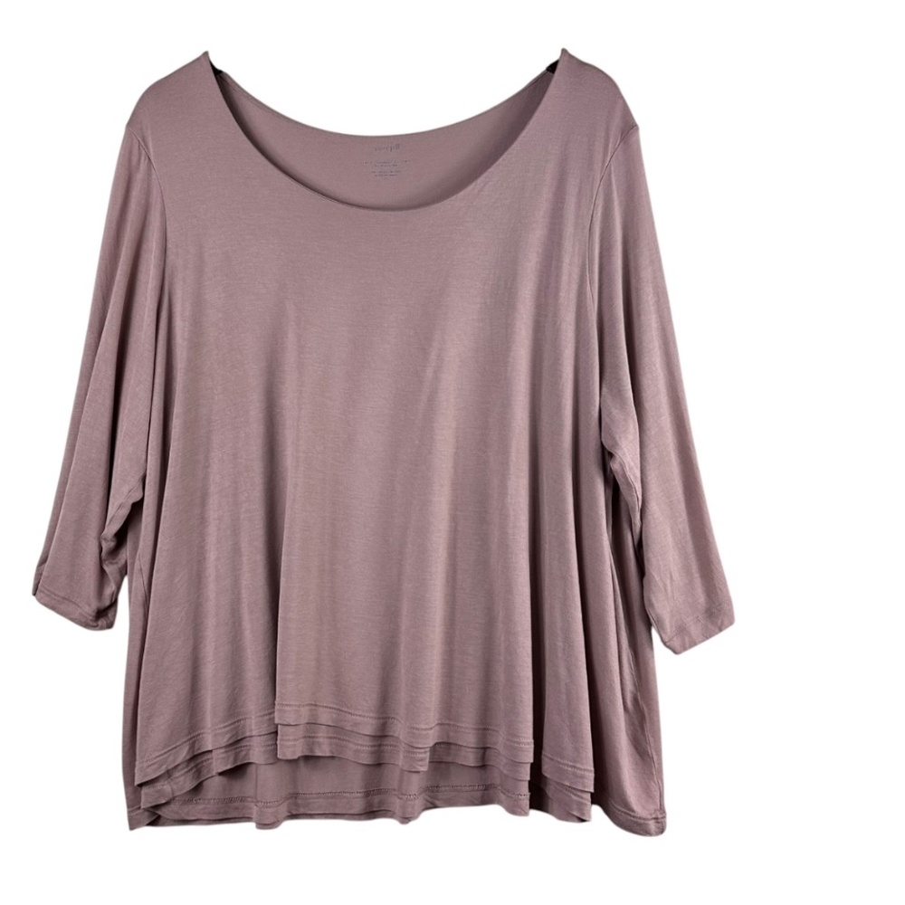Pure Jill J Jill 2X 18 20 Top Shirt Tunic Elliptical Tee Rose Pink Supersoft - Picture 2 of 4